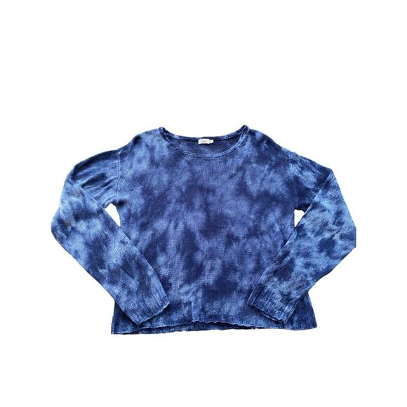 Faherty Reenie Lightweight Linen Sweater Tie Dye Navy Blue Size Small - Picture 3 of 5